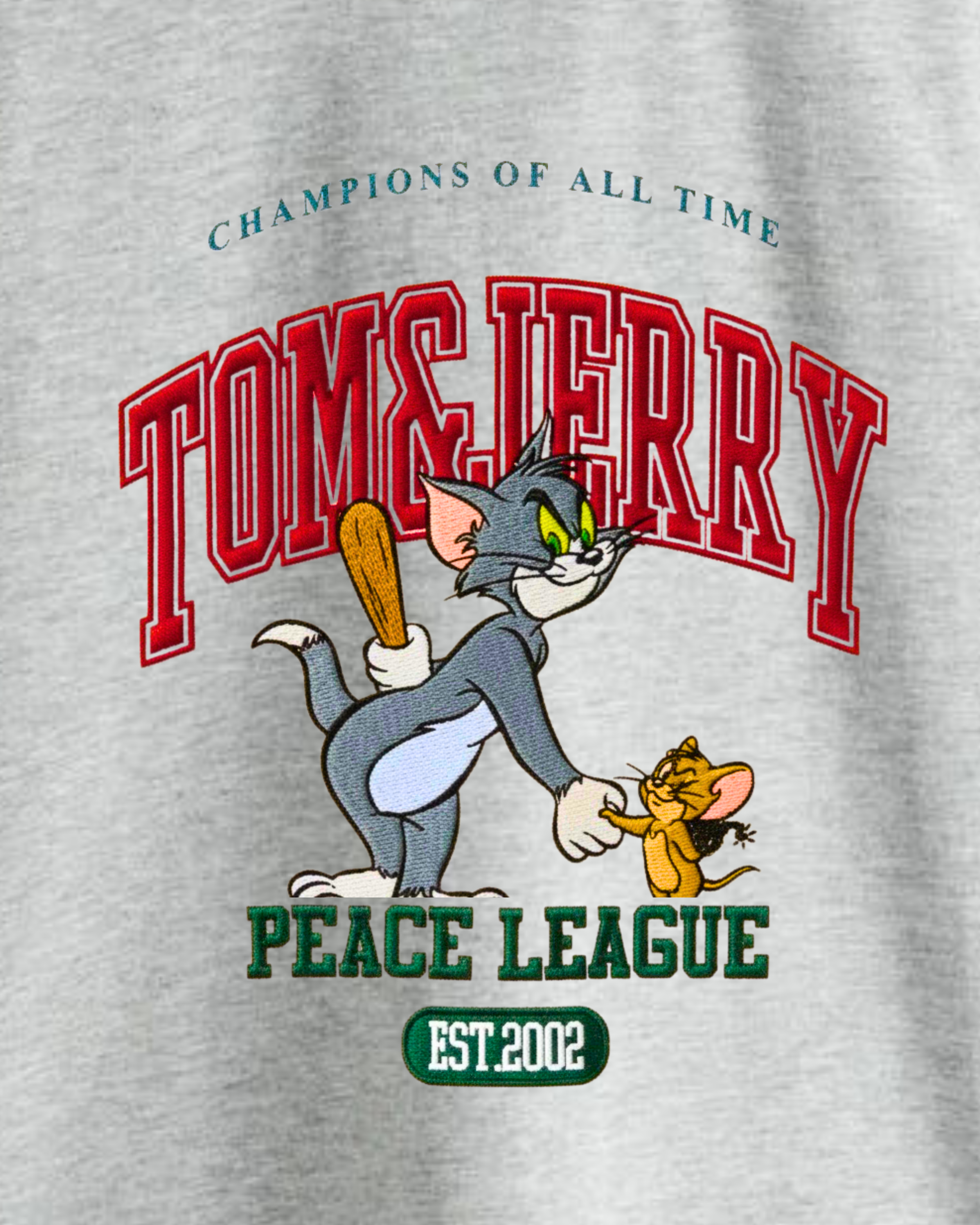 Grey “Peace League” Tom and Jerry Graphic Tee