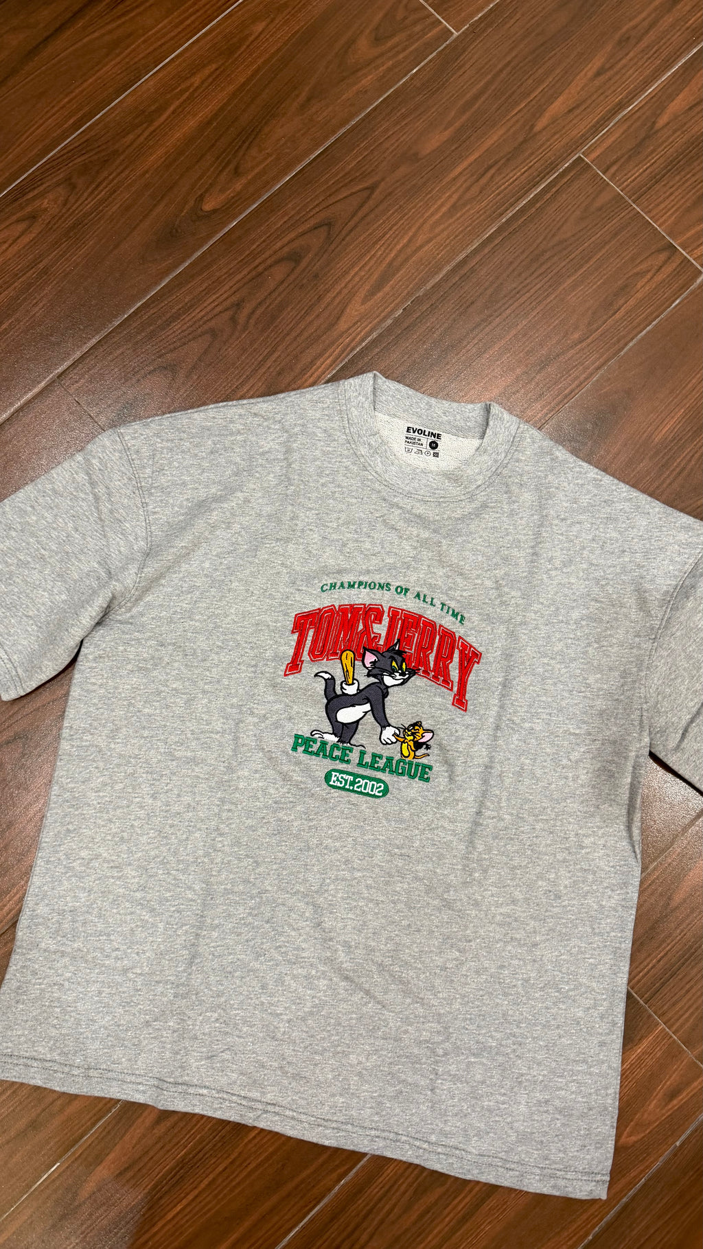 Grey “Peace League” Tom and Jerry Graphic Tee