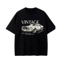Black Vintage Mustang Oversized Embroidered Tee – Midnight